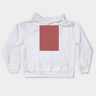 Dark Christmas Candy Apple Red and White Cross-Hatch Astroid Grid Pattern Kids Hoodie